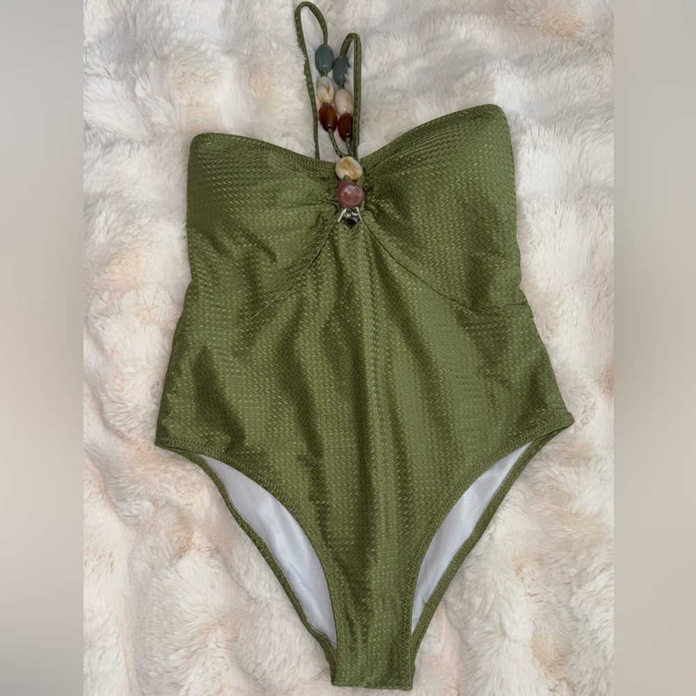 Green One Piece Swimsuit and Coverup